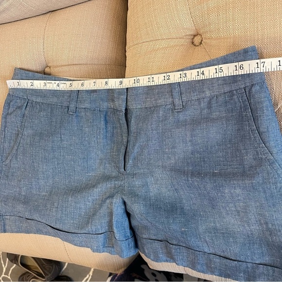 Bg: Loft chambray Linen cotton Blend shorts Pockets Sz 10 Great used condition - Picture 10 of 12